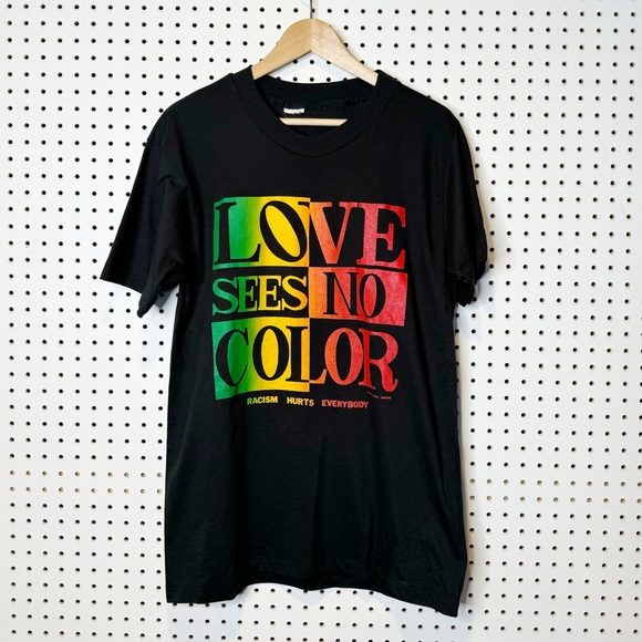 Vintage Tops - Vintage | 1991 Single Stitch Love See No Color Racism Hurts Everybody T-Shirt